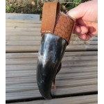Viking Drinking Horn with Leather Belt Clasp